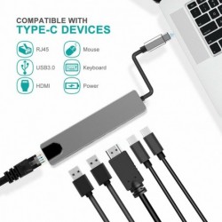 Hub USB-C - adaptateur multiport - répartiteur - USB 3 - HDMI - RJ45 PD