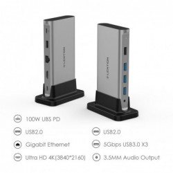 11 in 1 - USB C HUB Type-C naar multi HDMI RJ45 VGA - USB 3.0 / 2.0 - adapter - dockingstationSplitters