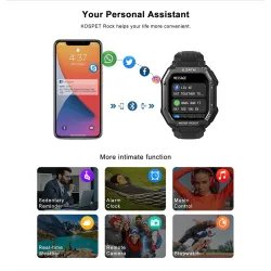 KOSPET ROCK - Smart Watch - Bluetooth - Android / IOS - waterproof - fitness tracker - blood pressure monitorSmart-Wear