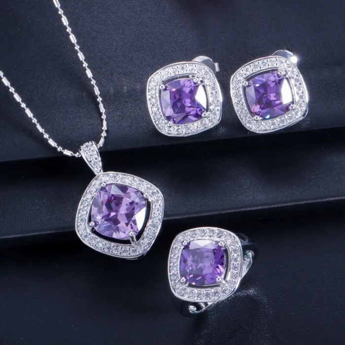 Elegante sieradenset - ketting / oorbellen / ring - met saffier - sterling zilverHalskettingen