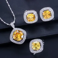 Elegante sieradenset - ketting / oorbellen / ring - met saffier - sterling zilverHalskettingen