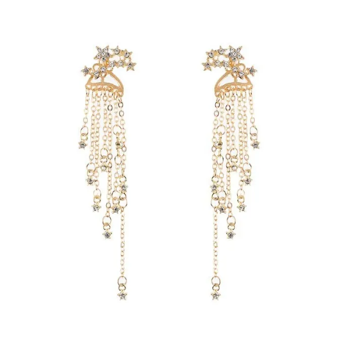 Long crystal earrings for women - gold / silver - stylish