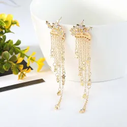 Long crystal earrings for women - gold / silver - stylish