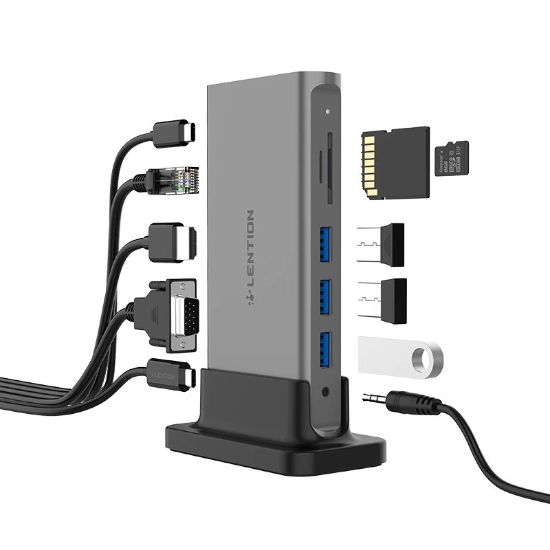 11 in 1 - USB C HUB Type-C naar multi HDMI RJ45 VGA - USB 3.0 / 2.0 - adapter - dockingstationSplitters 11 in 1 - USB C HUB Type-C naar multi HDMI RJ45 VGA - USB 3.0 / 2.0 - adapter - dockingstationSplitters
