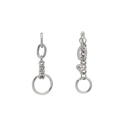 AENSOA punk silver earring for women -  heart pendant -  small hoop