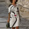 Vintage elegant dress - with floral print / short sleevesDresses