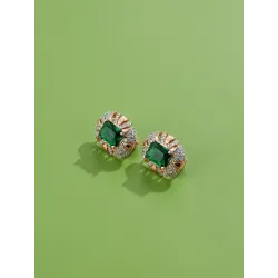 Luxurious oval stud earrings - with cubic zirconia - rose goldEarrings