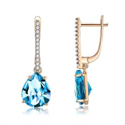 Earrings Copper Blue Water Drop Cubic Zircon Earring For Women Engagement Jewelry Recommend Romantic Gift