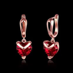 Luxe oorbellen met rood kristal hartjeOorbellen