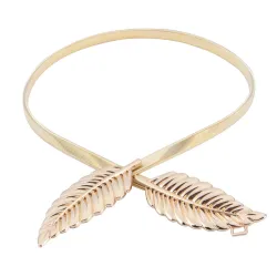 Ceinture extensible avec boucle feuille en métal