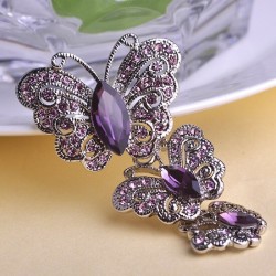 Vintage broche met driedubbele kristallen vlindersBroches