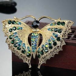 Vintage Butterfly Brooch For Women Party Gifts Colares Rhinestone Brooches Bouquet Green insect Hijab Accessories Scarf Pins