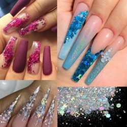 Nail art glitter - gemengde zeshoekige vorm / pailletten / vlokken / plakjes - 50gNagellak