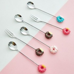 Doughnut dessert spoon / fork - ideal for coffee and cake together - stainless steel - 1 piece