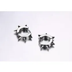 Hip Hop style kleine ronde oorbellen - met klinknagels - zwart/zilver - unisexOorbellen