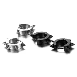 Hip Hop style kleine ronde oorbellen - met klinknagels - zwart/zilver - unisexOorbellen