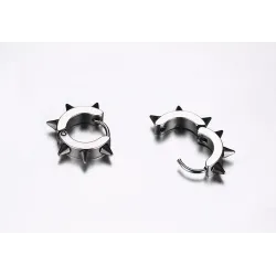 Hip Hop style kleine ronde oorbellen - met klinknagels - zwart/zilver - unisexOorbellen