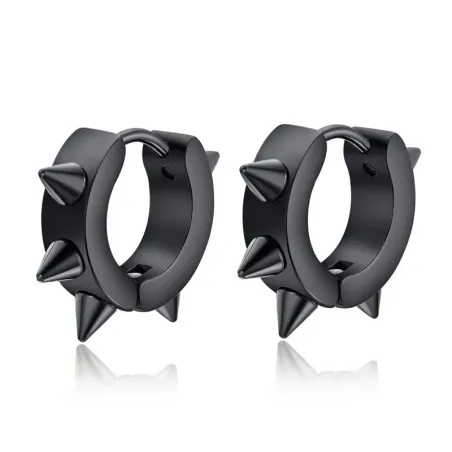 Hip Hop style kleine ronde oorbellen - met klinknagels - zwart/zilver - unisexOorbellen