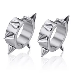 Hip Hop style kleine ronde oorbellen - met klinknagels - zwart/zilver - unisexOorbellen