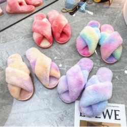 Warm fluffy slippers - non slip - crossed front strapsShoes