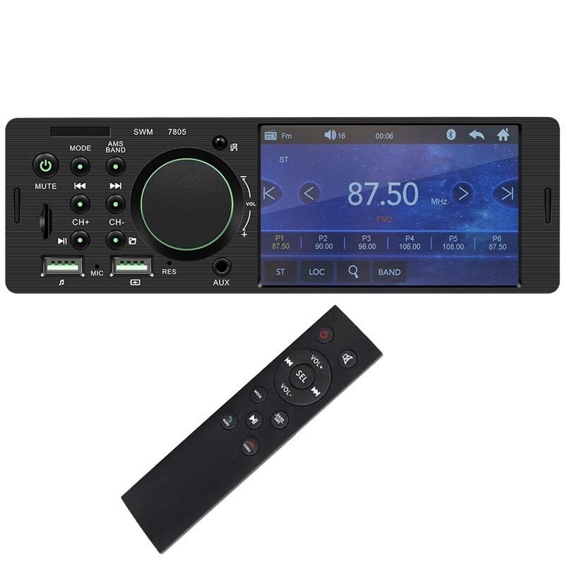 Autoradio Bluetooth - 4.1" - 1 DIN - TF - USB - ISO - Lecteur MP5 - écran tactile - chargeur rapide