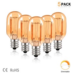 Vintage LED bulb - Edison tube - T22 - 2200K - E12 / E14 - 1W - dimmable - amber glass - 5 pieces