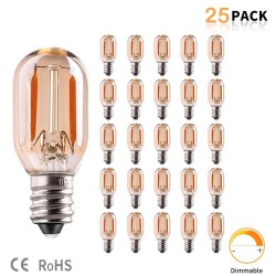 Vintage LED lamp - Edison buisvormig - T22 - E12 - E14 - 1W - dimbaar - 2200K goud - 25 stuksE14