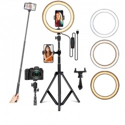 LED selfie ring - fill light lamp - with tripod - for makeup / video / photos - dimmableTripod