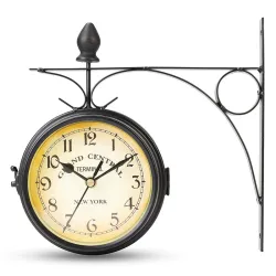 Vintage - rétro - horloge ronde double face - murale