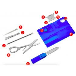 10 in 1 pocket multi tool - credit card shaped - knife / needle / scissors / screwdriver