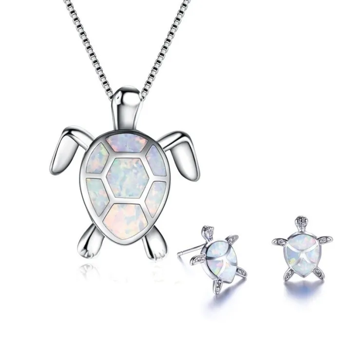 Elegante ketting / oorbellen met zeeschildpad - sieradensetSieradensets