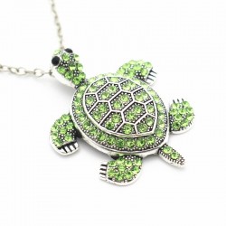 Vintage necklace with rhinestone turtle