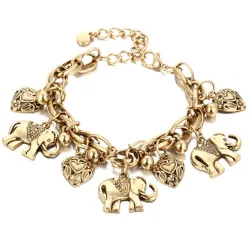 Vintage armband - met olifanten / parels / veiligheidsspeldArmbanden