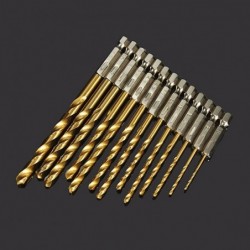 Staalboren - HSS titanium gecoat - 1/4 inch zeskantschacht - hoge snelheid - 1,5-6,5 mm - 13 stuksBits & boren