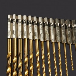 Daniu high speed drilling bit set - 13 pieces - 1.5 / 6.5mm - high speed - titanium coated