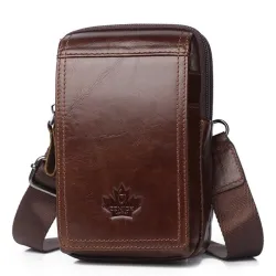 Petit sac à bandoulière vintage - sac de taille - cuir véritable - design à rabat