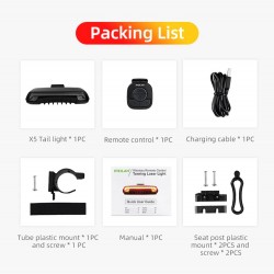 Bike brake light - turning light - flash tail rear lamp - laser line - with remote control - wireless - waterproofLights