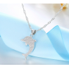 Silver necklace with a colorful opal dolphin