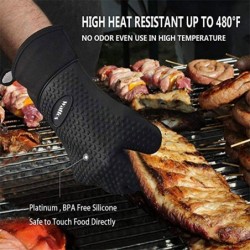 Long protective glove - for cleaning / BBQ - heat resistant - silicone - 1 piece