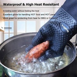 Long protective glove - for cleaning / BBQ - heat resistant - silicone - 1 piece