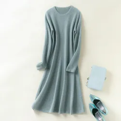 Elegant knitted dress - 100% cashmere / wool - knee length