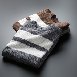 Classic knitted sweater with stripes - cashmere / cotton
