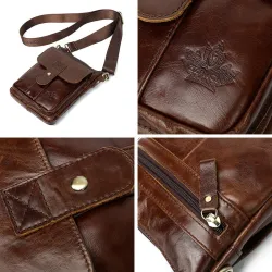 Crossbody / schoudertas van echt rundleer - met ritsenTassen