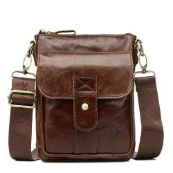 Crossbody / schoudertas van echt rundleer - met ritsenTassen