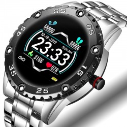 Smart Watch - montre électronique en acier - LED - numérique - étanche - fréquence cardiaque / tension artérielle