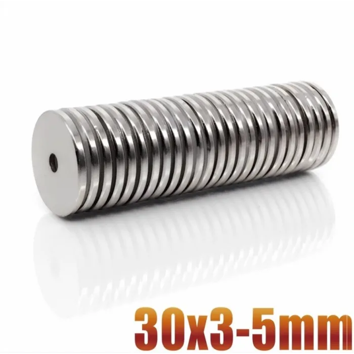 N35 - neodymium magnet - round countersunk disc - 30 * 3mm - with 5mm holeN35