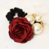 Elegant elastic hair band - with roses / pearls