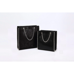 Retro Chains Rivet Large Capacity Tote Designer Bead Women Shoulder Bags Luxury PU Leather Messenger Bag Lady Big Bucket Purses