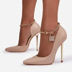 Elegant high heel pumps - with a metal ankle chainHigh heels