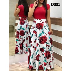 Elegant long dress - summer flowers print - plus size